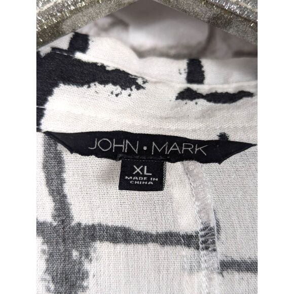 JOHN MARK Rayon/Linen Tunic Lagenlook Artsy Roll-Tab Sleeves Lightweight XL - Picture 5 of 7